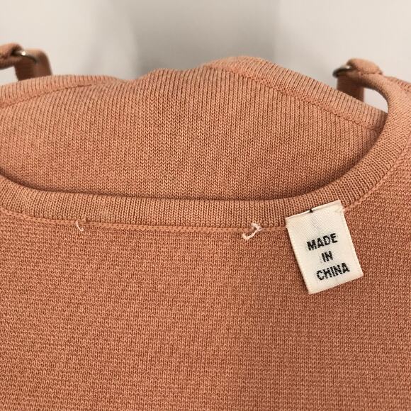 A.L.C. Shana Thong Back Bodysuit XS Sweetheart Neck Ponte Knit Rose Pink - Picture 6 of 8